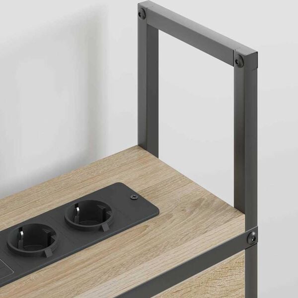 vidaXL Headboard za shranjevanje z postajo za polnjenje sonoma hrast