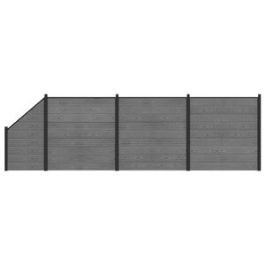 vidaXL Komplet ograj 619 x 186 cm WPC in aluminij Siva