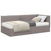 vidaXL Kotni okvir postelje z matrico z vzglavjem 2 pcs Taupe Žamet