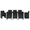 vidaXL Komplet za jedilnico v vrtu 9 pcs Črna poli ratan