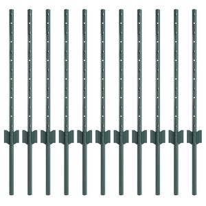 vidaXL Ograjni stebri 11 pcs Zelena 60 cm Jeklo