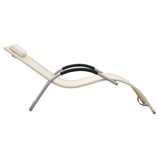 vidaXL Ležalnik iz tekstila 2 kosa krem in sive barve