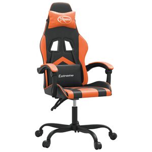 vidaXL Vrtljiv gaming stol črno in oranžno umetno usnje