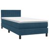 vidaXL Box Spring postelja z vzmetnico Temno modra 100x220 cm Velvet