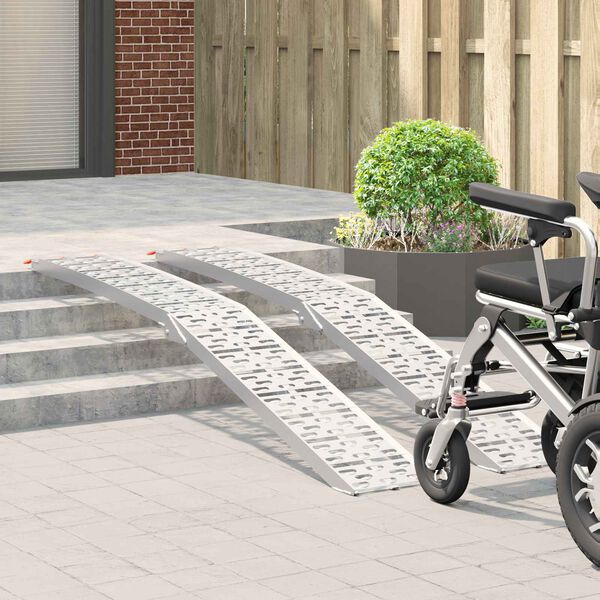 vidaXL Ramp za nalaganje 2 pcs srebrna 222 x 29 x 14 cm Aluminij