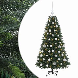 vidaXL Umjetno božično drevo z okrasnimi kroglami 120 cm 150 LED
