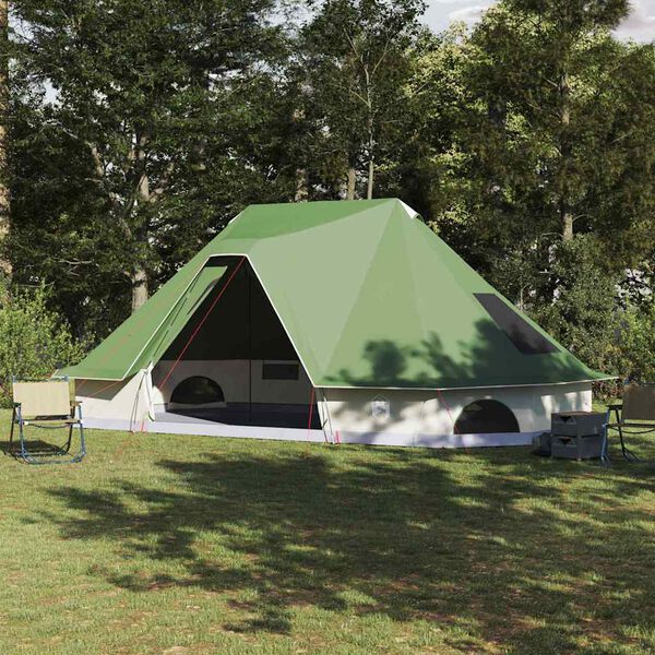 vidaXL Družinski tipi šotor s streho Zelena 680 x 430 x 270 cm