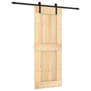 vidaXL Drsna vrata Naravna in črna 80 x 210 cm Masiven borov les