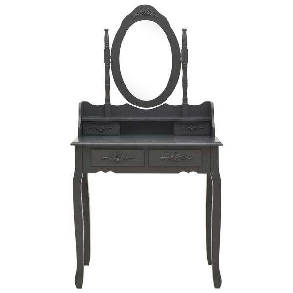 vidaXL Mizica za ličenje s stolčkom siva 75x69x140 cm les pavlovnije