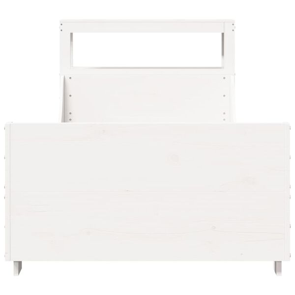 vidaXL Posteljni okvir brez vzmetnice bel 100x200 cm trdna borovina