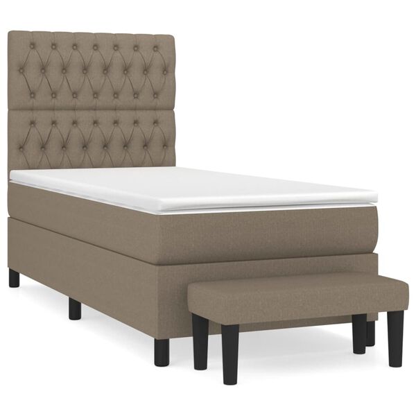 vidaXL Box spring postelja z vzmetnico taupe 90x190 cm blago