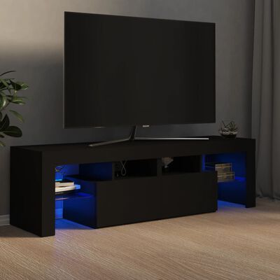 vidaXL TV omarica z LED lučkami črna 140x36,5x40 cm