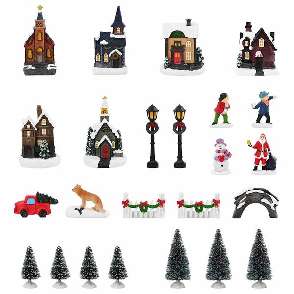 vidaXL Božični dekor za mizo z baterijskimi lučmi večbarvno Smola