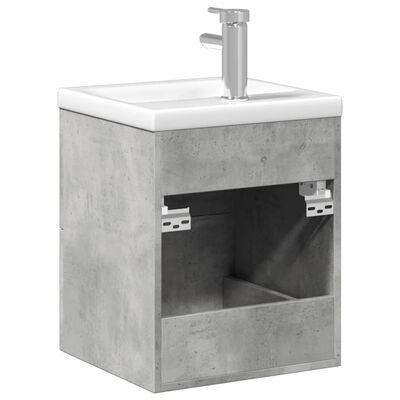 vidaXL Kopalniška omarica z umivalnikom betonsko siva