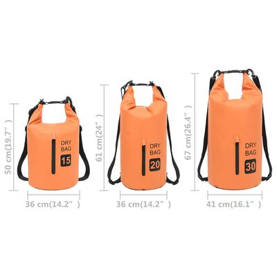 vidaXL Torba Dry Bag z zadrgo oranžna 20 L PVC