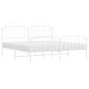 vidaXL Kovinski posteljni okvir z vzglavjem in vznožjem&nbsp;bel 193x203 cm
