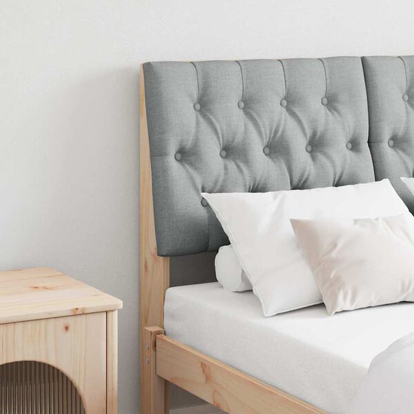 vidaXL Tapecirano vzglavje Svetlo siva 120 cm Masivno borovo les