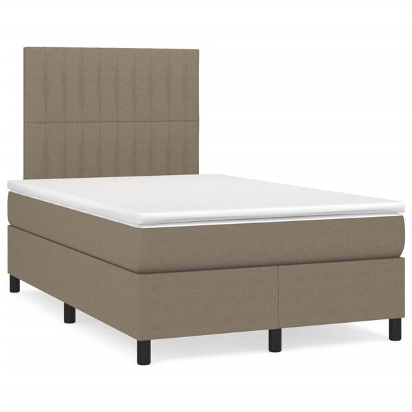 vidaXL Box spring postelja z vzmetnico taupe 120x190 cm blago