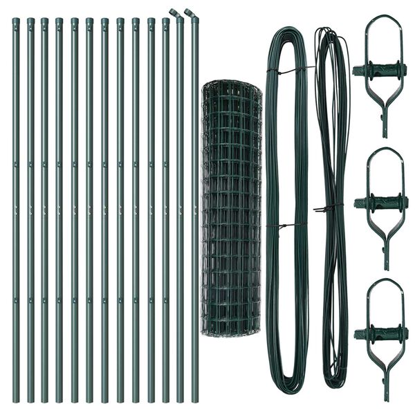 vidaXL Ograja s stebrom Zelena 1,2 x 25 m Jeklo in PVC