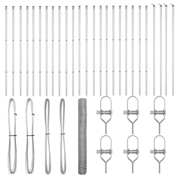 vidaXL Steber ograje. srebrna 50 x 1,2 m (36 mm mreža) Jeklo