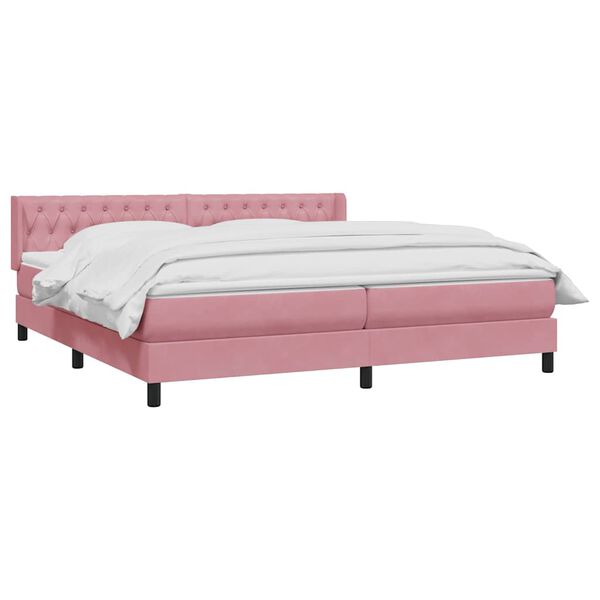 vidaXL Box Spring postelja z vzmetnico Pink 200x220 cm žamet
