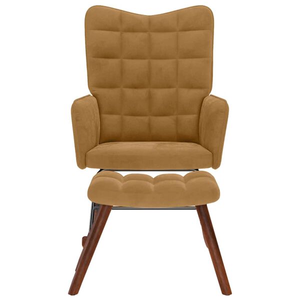 vidaXL Gugalni stol s stolčkom Brown Velvet