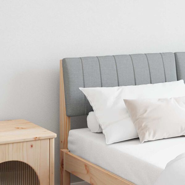 vidaXL Tapecirano vzglavje Svetlo siva 135 cm Masivno borovo les