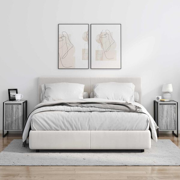 vidaXL Nočna omarica Siva Sonoma 39,5 x 30 x 50 cm Konstruiran les