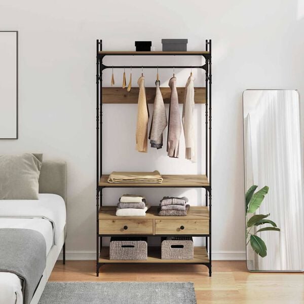 vidaXL Garderobna omara s predalom artisan hrast 89 x 39 x 184,5 cm