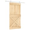 vidaXL Drsna vrata Naravna in bela 100 x 210 cm Masiven borov les