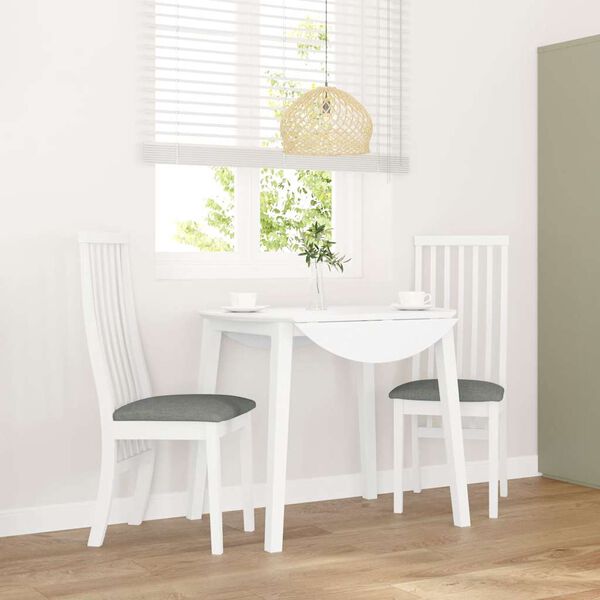 vidaXL Jedilni stoli z blazinami 2 kosa bele masivne lesene gume