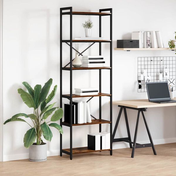 vidaXL Knjižna polica Dimljeni oreh 40 x 30 x 85 cm Konstruiran les