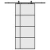 vidaXL Drsna vrata z opremo črna 90x205 cm ESG steklo