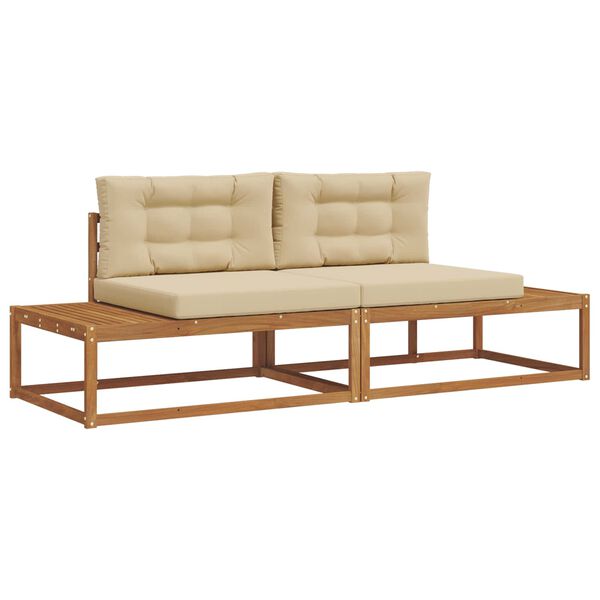 vidaXL Zunanja garnitura za sedenje z blazino 2 Kos Naravna in bež