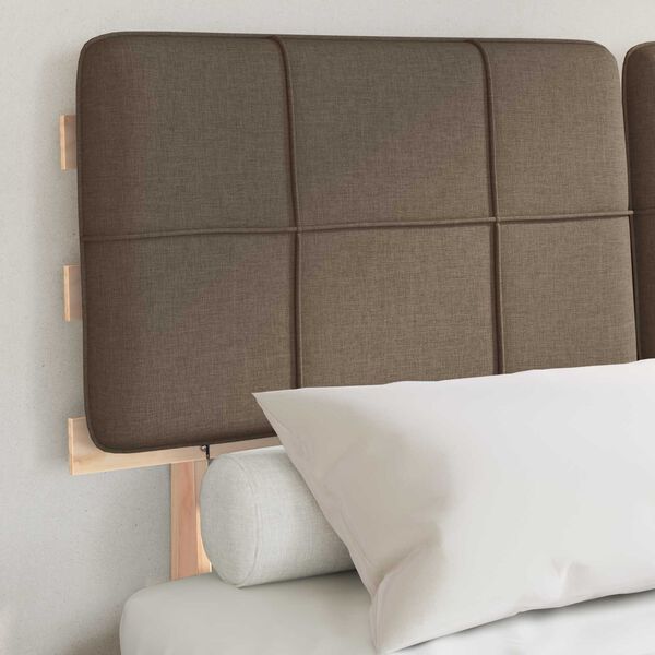 vidaXL Posteljni okvir z oblazinjenim vzglavjem Taupe 150 x 200 cm