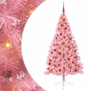 vidaXL Umjetna preddekorirana božićna jelka Roza 180 cm PVC