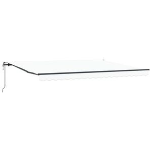 vidaXL Vlečna tenda Bela 450 &times; 350 cm Tkanina in aluminij