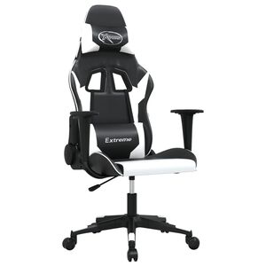 vidaXL Gaming stol črno in belo umetno usnje