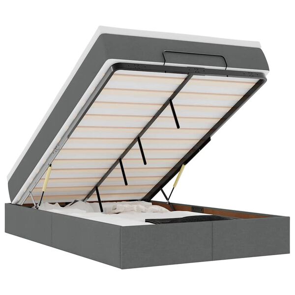 vidaXL Otomanska postelja z vzmetnico siv 120x190 cm blago