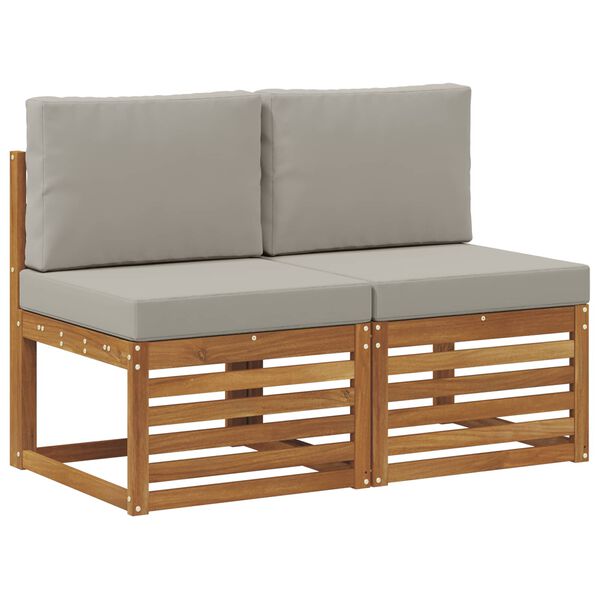 vidaXL 2 Kos Srednji zunanji kavč Masiven les akacije Naravna