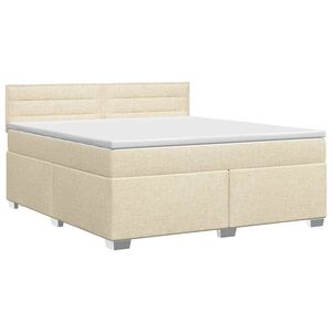 vidaXL Postelja boxspring z vzmetnico Krem 140 x 190 cm Blago