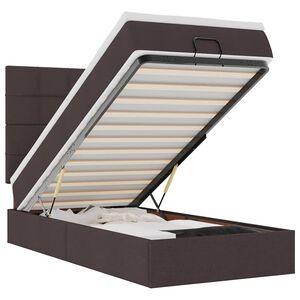 vidaXL Otomanska postelja z vzmetnico & LEDs temno rjava 90x200 cm