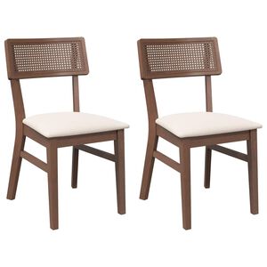 vidaXL Jedilni stoli z blazinami 2 kosa Brown Solid Wood Rubber