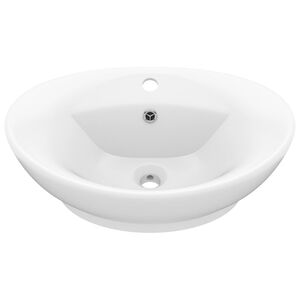 vidaXL Razko&scaron;en umivalnik ovalen mat bel 58,5x39 cm keramika