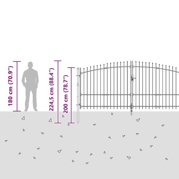 vidaXL Vrtna vrata s ključavnico Woerden Siva 100 x 400 cm Jeklo