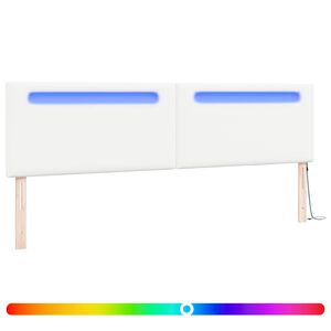 vidaXL LED glava postelje Bela 200 cm Umjetno usnje