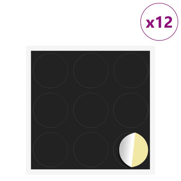 vidaXL Lepljiva za&scaron;čita vijakov 12 pcs Črna &Oslash; 20 x 0,5 mm