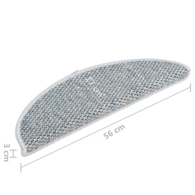 vidaXL Samolepilne preproge za stopnice sisal 15 kosov 56x17x3cm modre