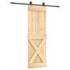 vidaXL Drsna vrata Naravna in črna 70 x 210 cm Masiven borov les