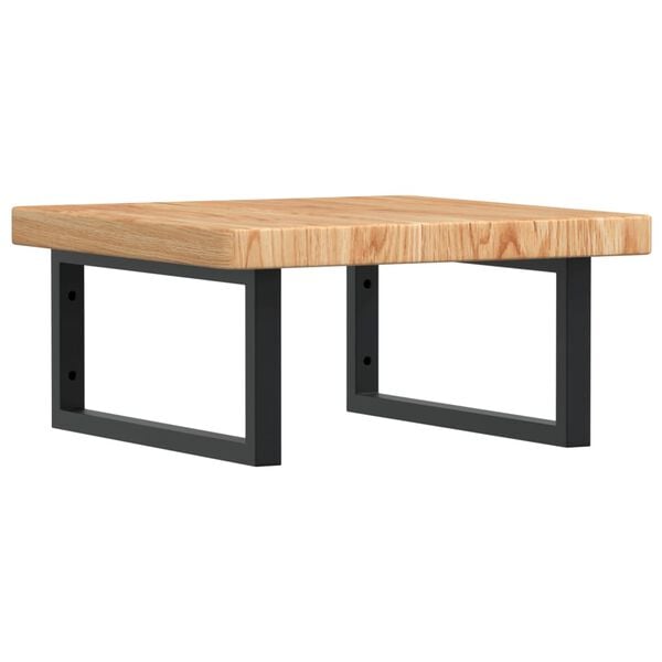 vidaXL Stenska polica za umivalnik jeklo in trdna hrastovina